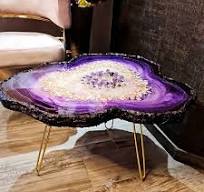 Purple Abstract Geode Art Work Side Table, Engineered Wood ...