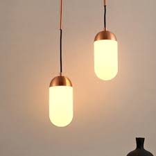 Art & crafts iron and copper hanging lantern or pendant. Capsule Multi Light Pendant Post Modern White Glass 2 Lights Copper Hanging Lamp Kit Beautifulhalo Com