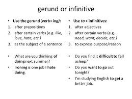 Contoh kalimat di atas adalah penggunaan gerund sebagai subjek pada kalimat. Perbedaan Penggunaan Gerund Dan Infinitive Dalam Bahasa Inggris