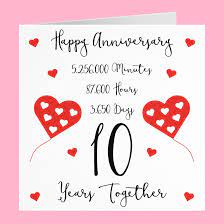After 10 happy years of marriage together, how do you say 'i love you' with tin gifts? 10th Wedding Anniversary Card Hunts England
