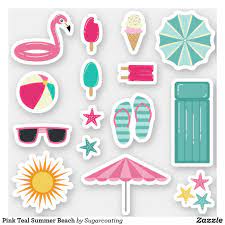 Shop thousands of beachy decals you'll love at wayfair. Pink Teal Summer Beach Sticker Zazzle Com Summer Sticker Beach Sticker Stickers Aesthetic Pink