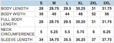 Sizing Charts