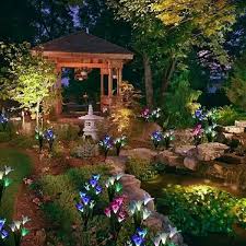 Solar Flower Light In Garden Sun Energy Light Perspective Atnight Granderoue Lightroom Industrial Gogre Solar Lights Garden Solar Garden Stakes Solar Garden