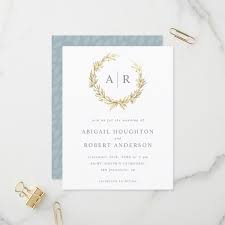 Elegant Gold Hand Drawn Wreath Initials Wedding Invitation Postcard Zazzle Com Wedding Initials Postcard Wedding Invitation Initials Wedding Invitation
