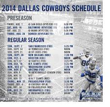 2014 Nfl Schedule Dallas Cowboys Schedule Event