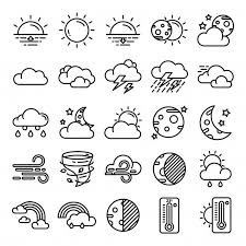 Pack D Icones Meteo En 2020 Icones Meteo Mini Dessin Art Facile Gribouillage