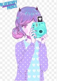 Très tendance en ce moment les caches polaroid une jolie moustache. Render From Vk Animated Woman Holding Blue Instant Camera Png Pngegg