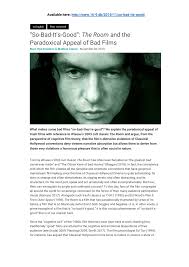 PDF) "So-Bad-It's-Good": The Room and the Paradoxical Appeal of Bad Films