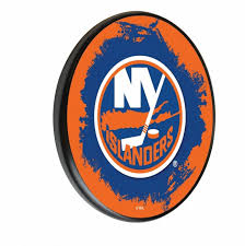 The new york islanders can into existence in 1972 and have only updated their logo a handful of times. New York Islanders Logo Digitally Printed Wood Clock Sign