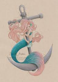 Anchor Mermaid Art Teal Mermaid Print Sailor Mermaid Etsy Mermaid Artwork Mermaid Painting Mermaid Art