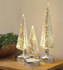 Lighted Silver Glass Christmas Trees Set Of 3 Glass Christmas Tree Christmas Tree Decoration Ideas Red Mercury Glass Christmas Tree