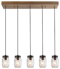 5 Light Glass Mason Jar Island Pendant Lighting Eclectic Kitchen Island Lighting By Lnc