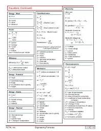 Engineering Formula Sheet Physics Mechanics Physics And Mathematics Engineering Notes