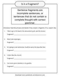 Sentence Fragments Worksheets Examples Definition For Kids