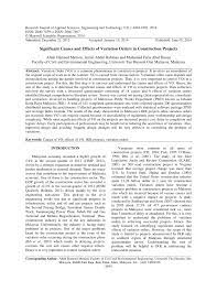 It is an important component in construction phase. Pdf Significant Causes And Effects Of Variation Orders In Construction Projects