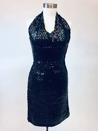 1950s Black Sequinned Bombshell Evening Dress Size M Dresses Evening Dresses Sleeveless Formal Dress