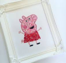 Peppa Pig Framed Swarovski Crystal Button Decoration Gift Etsy In 2020 Peppa Pig Gifts Peppa Pig Decorations Handmade Personalized Gifts