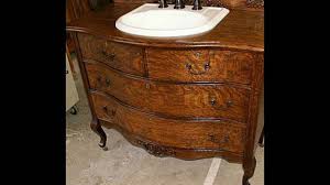 Our selection of antique double vanities are made of solid oak wood throughout the entire vanity cabinet and set. Antique Dresser Bathroom Vanity Youtube