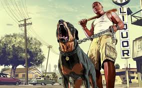 Interact with your dog (order him to: Chop And Franklin Grand Theft Auto V Hd Wallpaper Grand Theft Auto Gta Rottweiler Pictures