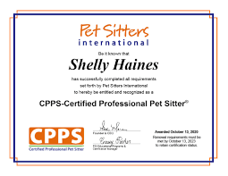 Shelly Obtains Pet Sitter Certification Through Pet Sitters International -  Fetch Worthy