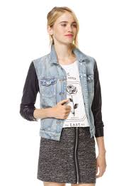 Talula Harlem Jacket Faux Leather Sleeves Give A Distressed Denim Jacket A Moto Inspired Twist Jackets Aritzia Distressed Denim Jacket