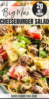 Big Mac Salad Cheeseburger Salad Recipe Low Carb Gluten Free In 2020 Mac Salad Recipe Salad Recipes Low Carb Big Mac Salad