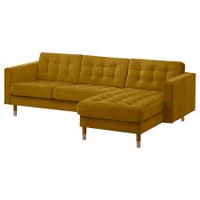Landskrona 3er Sofa Mit Recamiere Samt Gelb Holz Ikea Deutschland 3er Sofa Recamiere Ecksofa Design