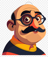 Motu Patlu - Cartoon Bald Man With Glasses And Mustache PNG