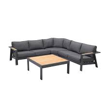 Enjoy free shipping with your order! Palau 4 Piece Outdoor Sectional Set With Cushions In Dark Grey Setodpase4gr
