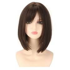Women Short Straight Bob , High Simulation Short Straight Hair Buckle  Adjustment For Daily Wear