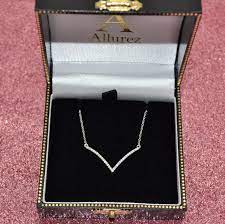 Diamond Chevron Pendant Necklace V Shaped 14k White Gold 0 16ct In 2021 Chevron Pendant Necklace Chevron Pendant Jewelry Set Design