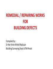 We did not find results for: Remedial Works For Bldg Defects Pdf Remedial Repairing Works For Building Defects Compiled By Sr Nor Amin Mohd Radzuan Biulding Surveying Dept Uitm Course Hero