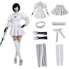 Women's YoRHa No. 2 Type B 2B White Cosplay Costume Dress Outfit  Leotard Skirt | eBay