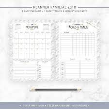 Dans le magasin librairie cdiscount bien sûr ! Planner Familial 2018 A Imprimer De Janvier 2018 A Decembre 2018 Format A4 Et Us Letter Organisateur Familial Calendrier Familial Pages De Calendrier
