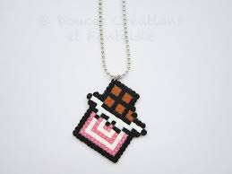 Chocolate Bar Kawaii Necklace Jewelry Greedy Food Jewelry Perler Hama Bead 8bit Pixel Art Geek Girl Woman Perlas Fusibles Abalorios Hama Cuentas De Hierro