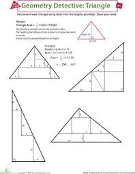 Worksheets Find The Area Of A Triangle Teaching Geometry Triangle Worksheet Geometry Lessons