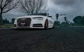 Download Wallpapers Audi A6 Tuning 2017 Cars Vossen Supercars Low Rider C7 White A6 Audi Audi A6 Audi Autos