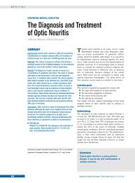 The Diagnosis And Treatment Of Optic Neuritis 11 09 2015