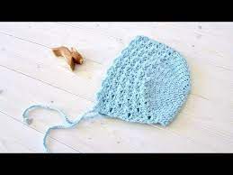 How To Crochet A Pretty Lace Baby Children S Bonnet Youtube Childrens Bonnet Crochet Crochet Baby