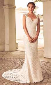 Lace Wedding Dress With Cap Sleeves And Key Hole Back Fabric Belt At Waist Fit And F Fit And Flare Wedding Dress Wedding Dress Cap Sleeves Wedding Dress Belt