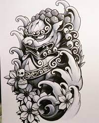 Thus, tattoo serves as protectors and often denotes a design: Foo Dog Jq Johnq Foodog Shishi Japanesetattooart Sketch Copicciao Copicart Cherryblossoms Foo Dog Tattoo Foo Dog Tattoo Design Japanese Tattoo Designs