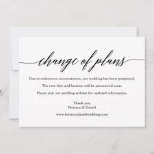 Modern Calligraphy Change Of Plans Wedding Card Zazzle Com Modern Wedding Stationery Modern Wedding Invitations Wedding Announcement Cards
