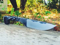 Stainless steel knife with a twisted railroad spike handle and a sheath with a genuine rattlesnake skin sewn on the front. Rail Road Spike Twisted Cube Knife Album On Imgur