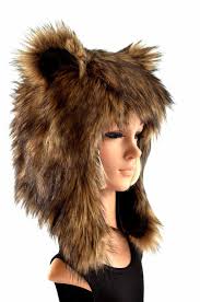 Brown Bear Hat Faux Fur Grizzly Animal Hood Bear Hat Hats Faux Fur