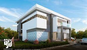 Nice front elevation designs especially construction ready.please follow my boards for latest updates. 3d Modern Villa Exterior Elevation Design Day Rendering By Hs 3d India