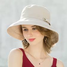ENJOYFUR Summer Cotton Sun Hats For Women Wide Brim And Brea