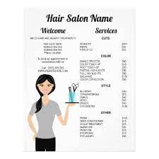 Cute Hairdresser Woman Drawing Hair Salon Menu Zazzle Com Hair Salon Salon Menu Hair Braiding Salon