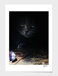 Cat Looking At A Blue Butterfly By Gen Z Art Print By Gen Z Numbered Edition From 24 9 Art Prints Art Art Block
