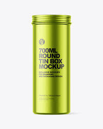 Download 700ml Matte Metallic Round Tin Box Mockup In Can Mockups On Yellow Images Object Mockups