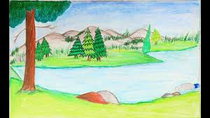 Draw a horizon line in the center of the page. How To Draw A Landscape Step By Step Very Easy Landscape Drawing Tutorial Landscape Drawings Landscape Drawing Tutorial Drawing Tutorial